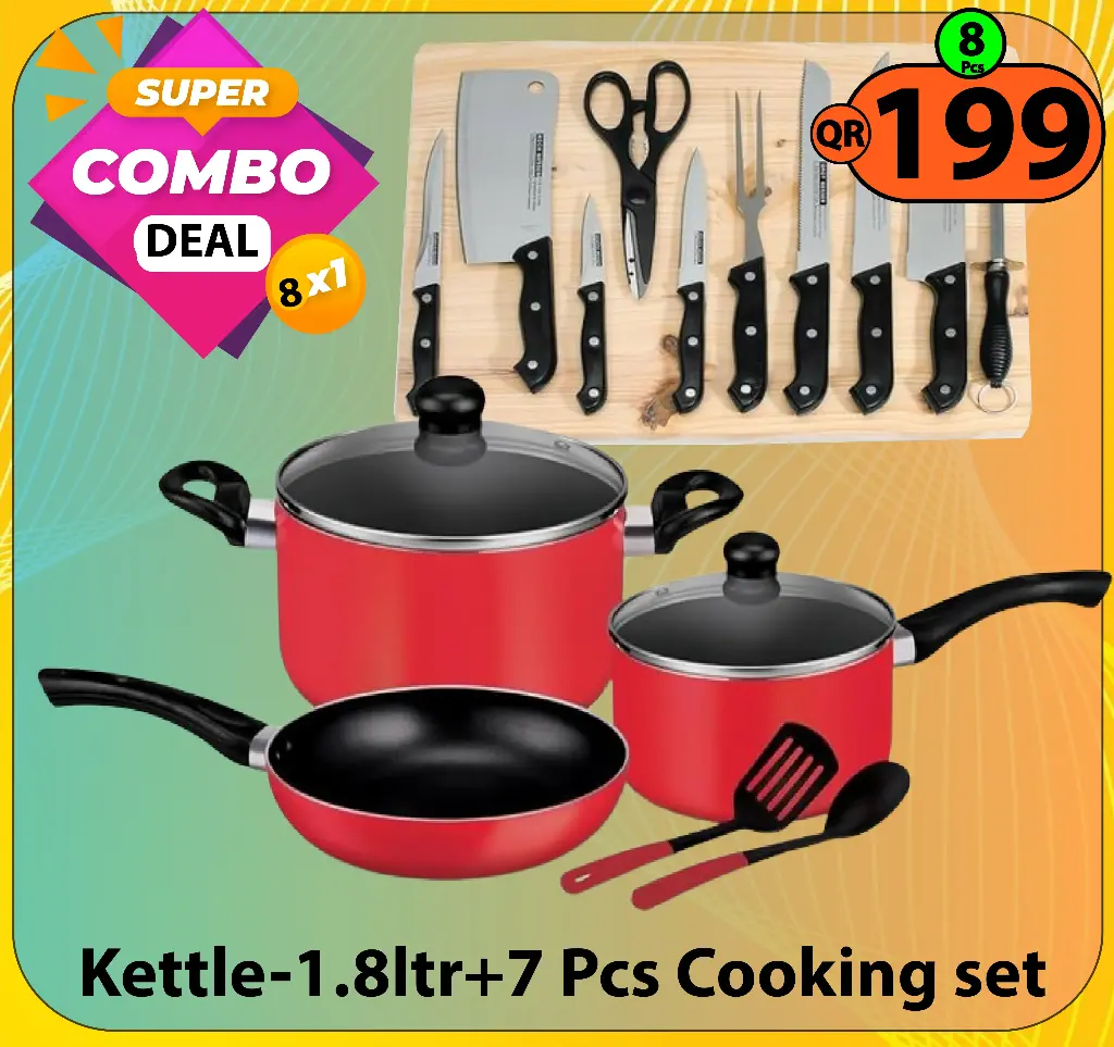 Super Combo Deal-8 Items ( 7 Pcs cooking set + knife set)