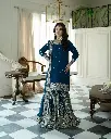 Heavy Embroidery Sequence Work Top-Gharara And Dupatta Set Fully Stitched