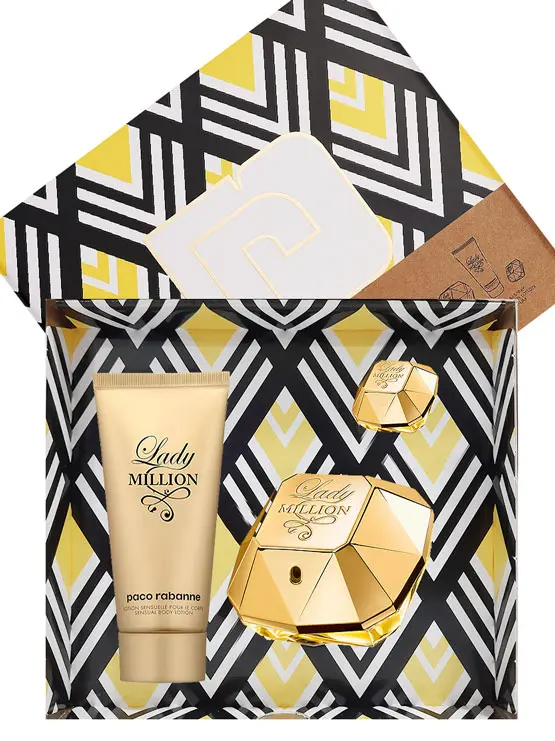 Lady Million Gift Set for Women (EDP 80ml + Sensual Body Lotion + EDP 5ml) by Paco Rabanne