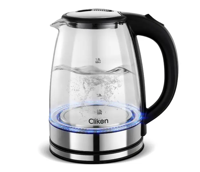 Clikon CK5138 1.8 Litre Electric Glass Kettle - Silver and Black