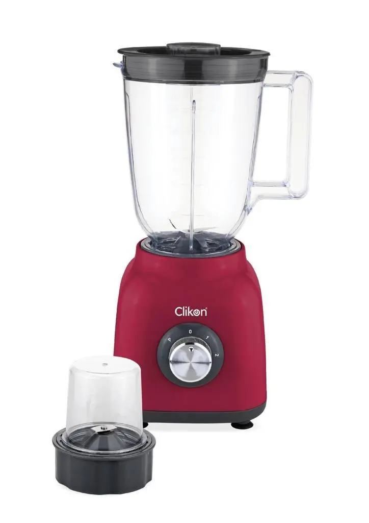 Clikon, 1.5L 2in1 Blender With Mill Plastic Jar 400W, Red