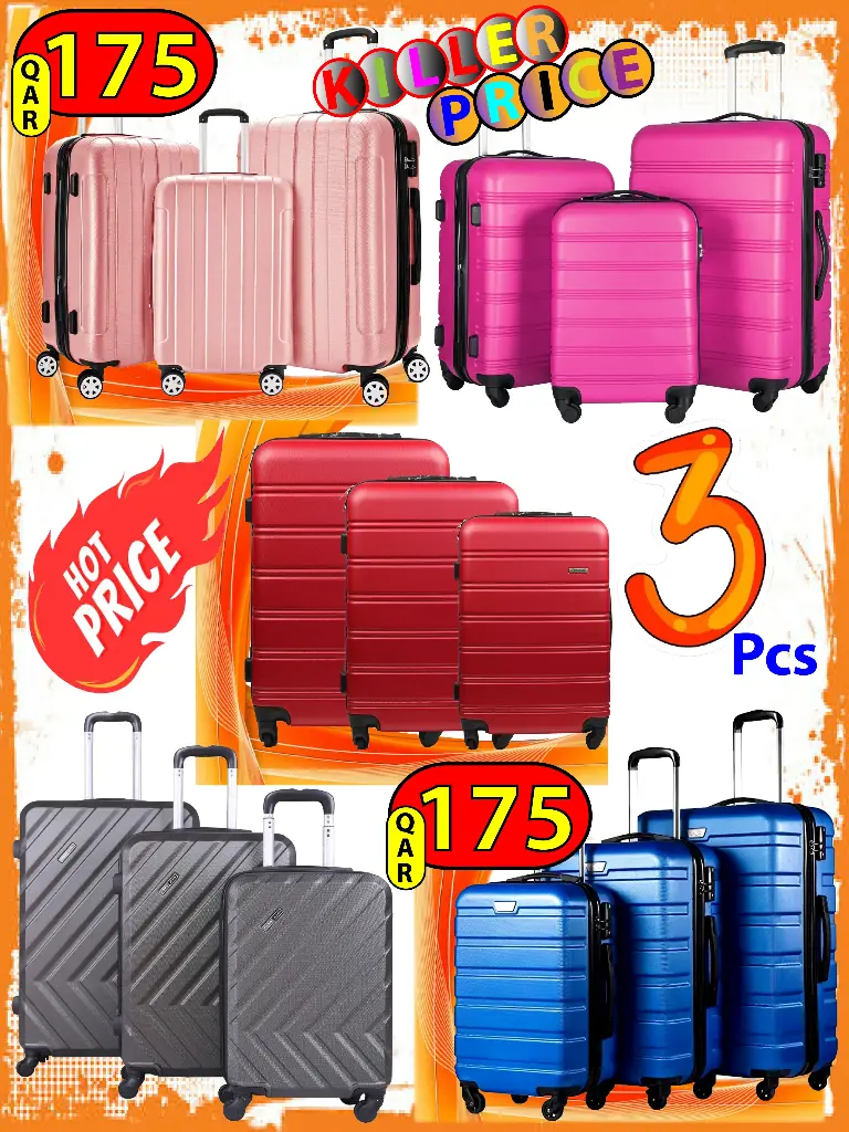 Fiber Trolley Bag 3 Pcs Combo