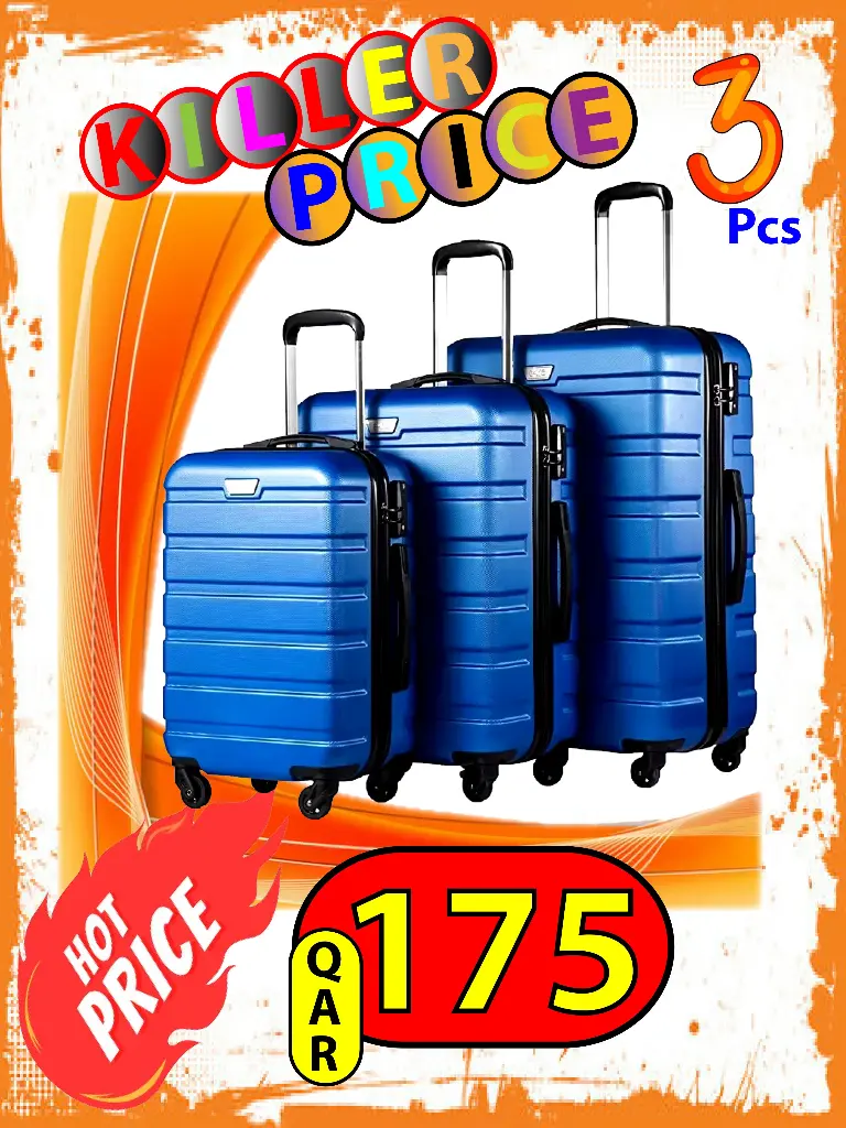 Fiber Trolley Bags 3 Pcs Combo (20/24/28 Inches) 