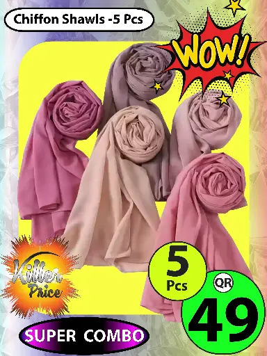 Chiffon Shawl Combo 5 Pcs