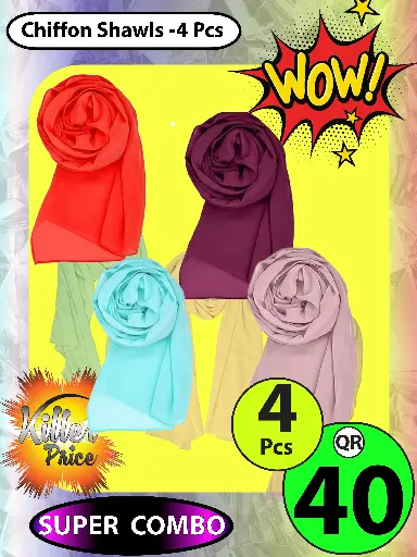 Chiffon Shawl Combo 4 Pcs