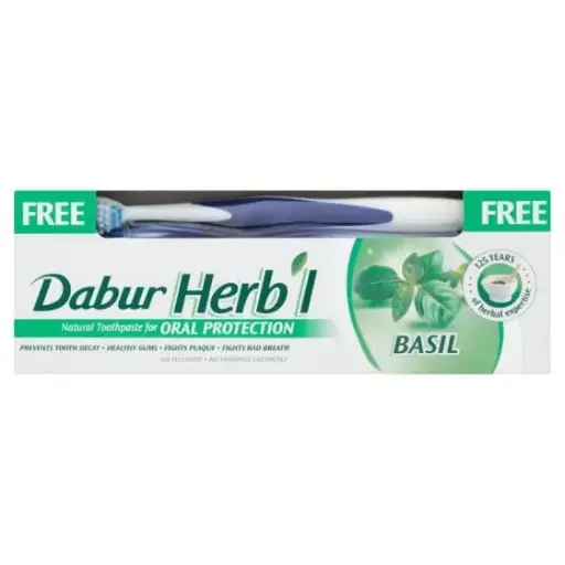 Dabur Herbal Tooth Paste Basil 150gm+Brush