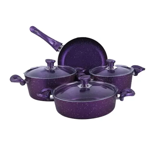 Royal Blue Alum Cooking Set 7pcs Granite Asstd