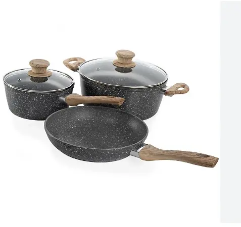 Marble Coated Cookware 8pcs Set Grey 65fop-7008