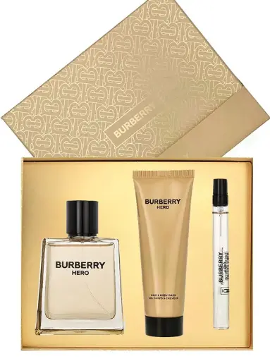 Hero Gift Set for Men (EDT 100ml + Spray 10ml + Body Wash 75ml) by Burberry