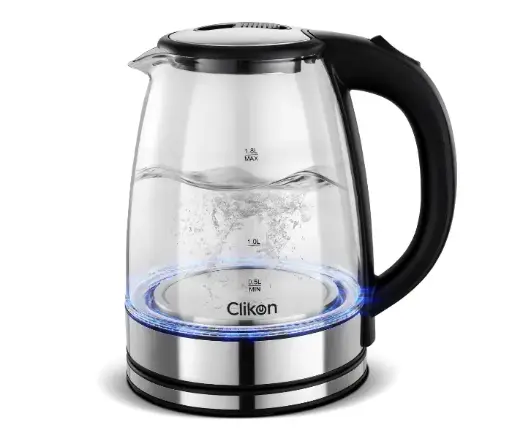 Clikon CK5138 1.8 Litre Electric Glass Kettle - Silver and Black