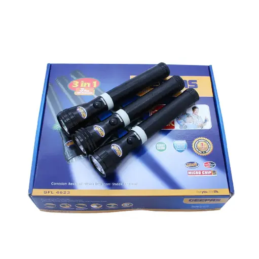 Geepas Gfl4623 3in1 Led Flash Light/211mm/205mmx3 F Pack 
