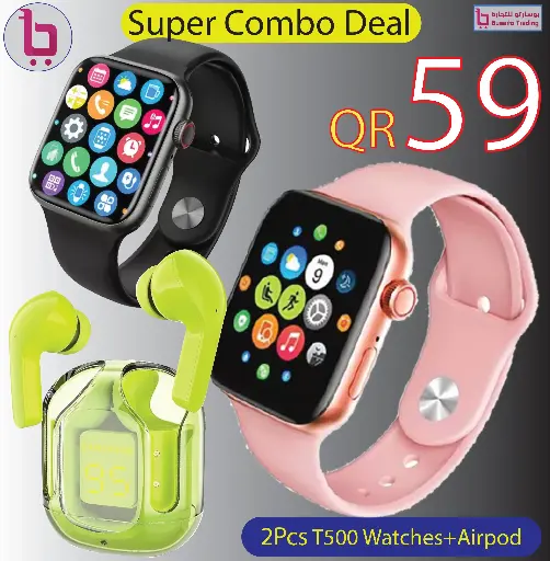Super Combo 3 Pcs(2 PcsT500 Smartwatch and Ultra pods)
